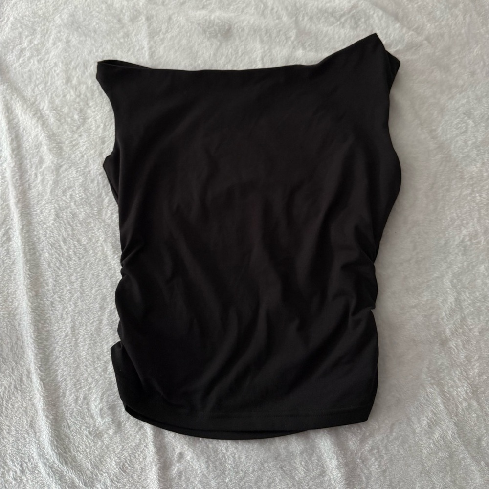 Trendy Queen Black Sleeveless Ruched Crop Top S